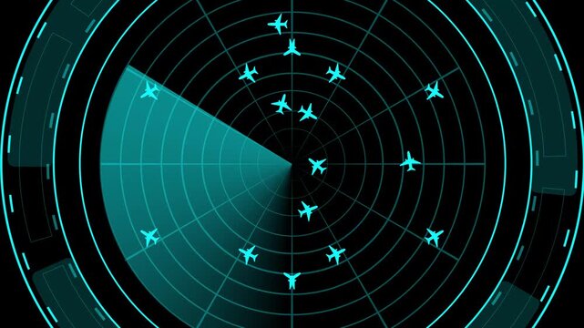 An air traffic control tower equipped with radar.High-tech radar scanner for flight coordinates between countries and continents. Map of International Air Travel between continents and countries.