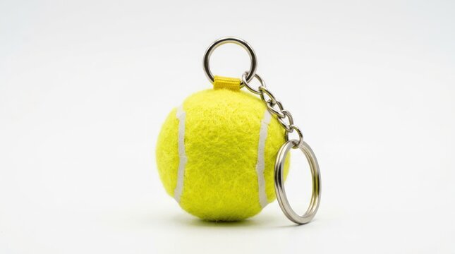 Yellow Tennis Ball Keychain Accessory for Sports Enthusiasts.