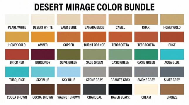 Desert mirage color palette swatch bundle for warm earthy design projects