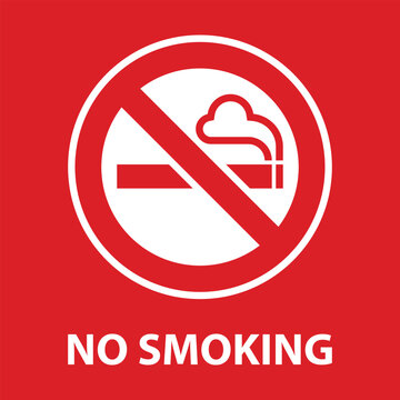 No smoking sign. Prohibited cigarette symbol. Smoke free zone warning sign for public places.