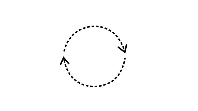 Self drawing red line art two arrow circular process animation set with different line styles