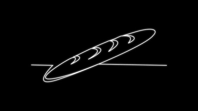 Self Drawing Animation of French Baguette icon on a black background
