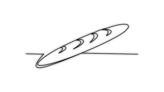 Self Drawing Animation of French Baguette icon on a white background