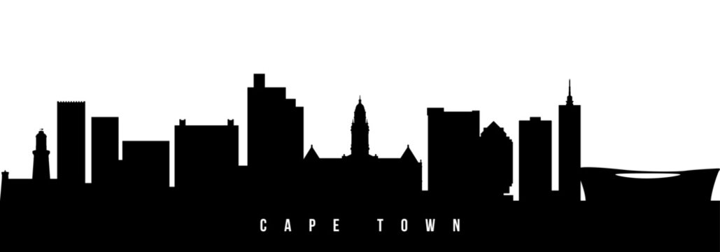 Vector silhouette illustration of Cape Town urban skyline. Modern minimalist cityscape graphic, perfect for travel, banners or backgrounds