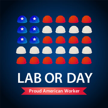 Celebration of Labor Day showcases vibrant hard hats arranged in flag pattern, embodying dedication and spirit of American workers in bold colors.