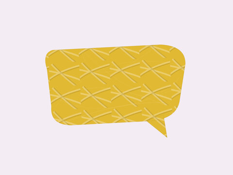 Yellow speech bubble with cross pattern isolated on transparent background