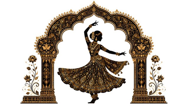 Indian Classical Female Dancer Holding Diya - Bharatanatyam Ornamental Festival Vector Clipart