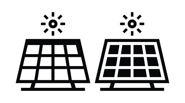Solar vector icon set photovoltaic panel technology