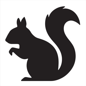 Cute Squirrel Silhouette Vector Clipart Isolated on White Background
