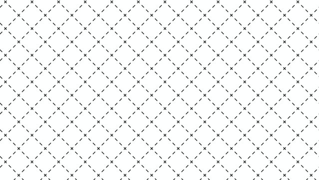 Seamless geometric pattern with dashed lines. Abstract grid background with cross marks.