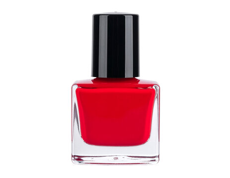 Klassischer roter Nagellack isoliert f&uuml;r Beauty-Designer und Nail-Salons zur edlen Gestaltung von Kosmetik-Websites und Werbeflyern auf transparentem Hintergrund