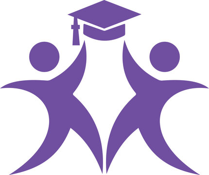 Two students celebrating graduation success vector logo together

Teamwork education, school friendship, university achievement, and group icon

Academic collaboration, graduation party, and student c