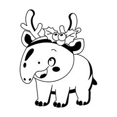 Tapir wearing reindeer antlers decorated with holly. © SmashingStocks