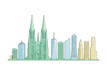 Fototapeta premium City skyline with church and modern buildings