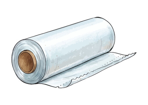 Glossy plastic shopping bag illustration with realistic transparent texture and crisp reflective details ／ シズル感のあるレジ袋のイラスト、透明感と光沢のあるリアルな質感を表現したレジ袋のイラスト
