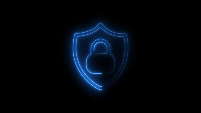 Protection sign shield with padlock icon. security concept logotype icon animation