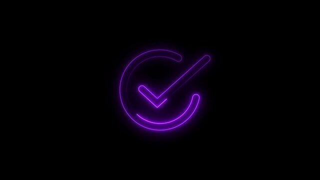Checklist Success Confirmation Animation With Check Mark Icon, Chick mark animation on circle. tick mark symbol ok button animated on black background, with 4k video animation