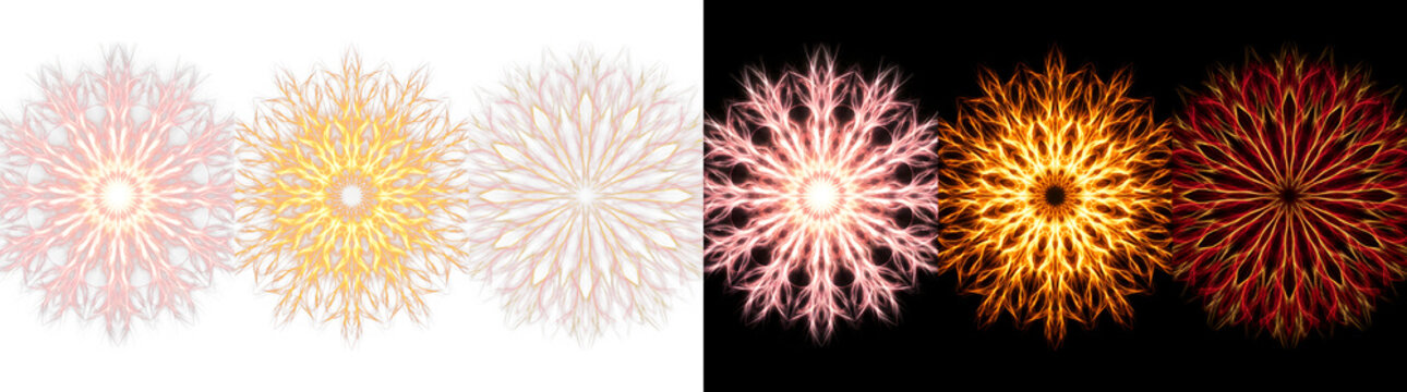 Abstract glowing mandala ornament designs collection with ornament abstract geometric symmetry