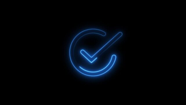 Checklist Success Confirmation Animation With Check Mark Icon, Chick mark animation on circle. tick mark symbol ok button animated on black background, with 4k video animation