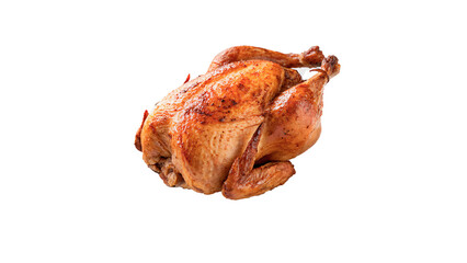 Delicious freshly roasted whole golden chicken turkey fowl isolated on transparent background cut out © 1png-stock