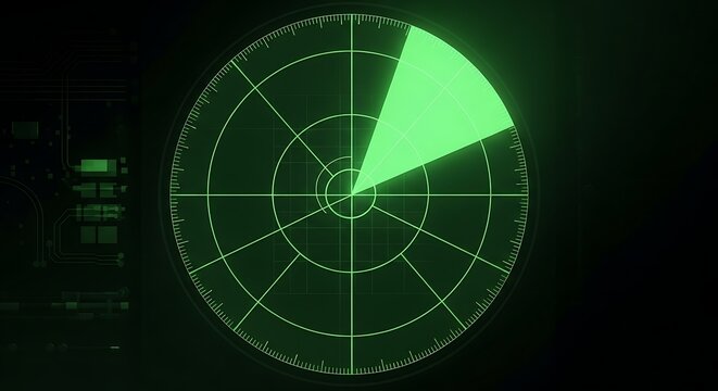 Radar screen display with green sector indicator