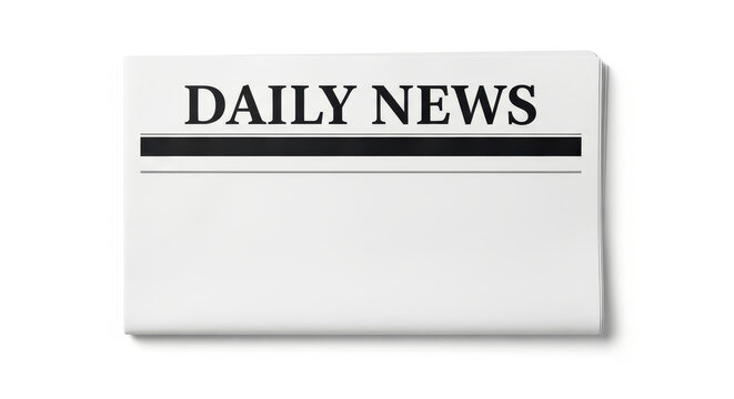 Blank Daily News Newspaper Mockup Template Isolated on White Background for Custom Headlines and Articles