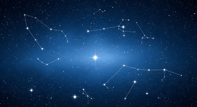 A bright star shining in the constellation with many stars in the night sky