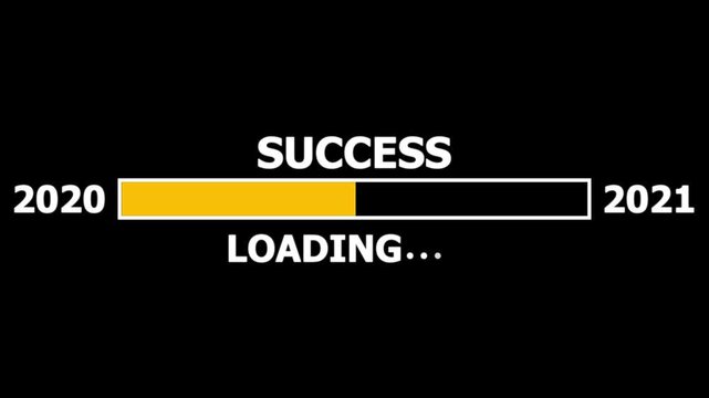 Loading bar from 2020 to 2021 new year transfer animation. Almost reaching New Year ,LOADING...text, alongside a success loading business progress and achieving goals investment, finance, innovation.