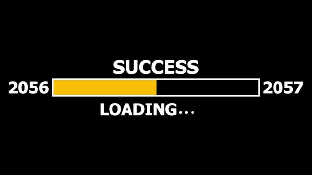 Loading bar from 2056 to 2057 new year transfer animation. Almost reaching New Year ,LOADING...text, alongside a success loading business progress and achieving goals investment, finance, innovation.