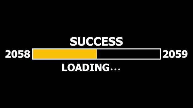 Loading bar from 2058 to 2059 new year transfer animation. Almost reaching New Year ,LOADING...text, alongside a success loading business progress and achieving goals investment, finance, innovation.