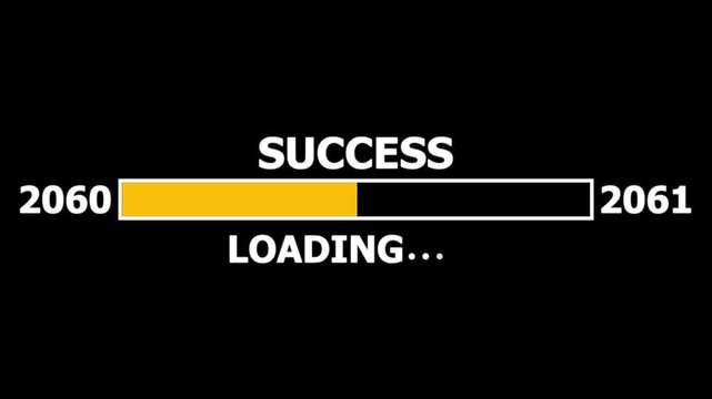 Loading bar from 2060 to 2061 new year transfer animation. Almost reaching New Year ,LOADING...text, alongside a success loading business progress and achieving goals investment, finance, innovation.