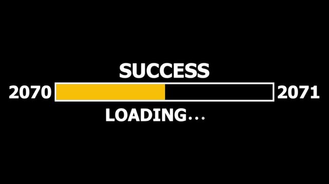 Loading bar from 2070 to 2071 new year transfer animation. Almost reaching New Year ,LOADING...text, alongside a success loading business progress and achieving goals investment, finance, innovation.
