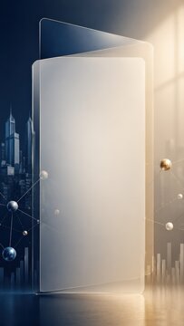 Glass Screen Protector Over Digital City Skyline Background