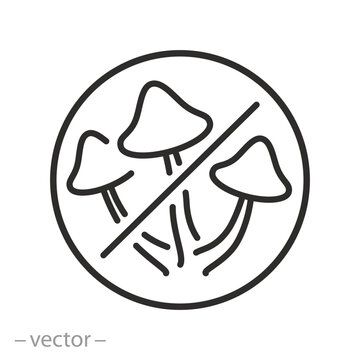 antifungal icon, stop fungus, label antifungal agents, thin line symbol on white background - editable stroke vector illustration