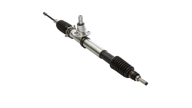 Automotive car steering rack gear assembly mechanism isolated on transparent background