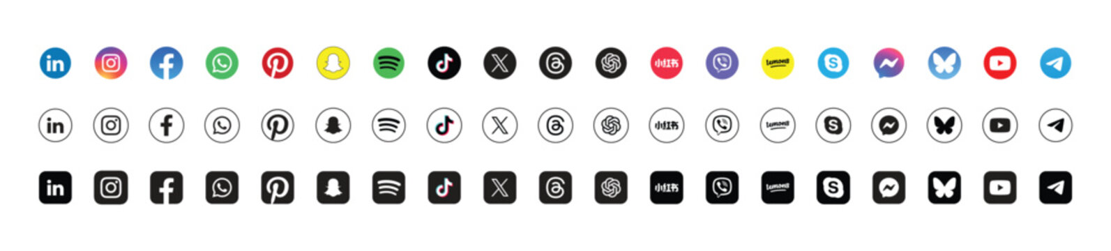 popular social media logos vector icon set of for editorial use	
