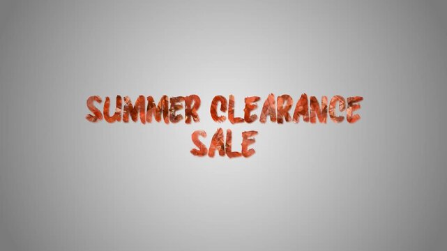 Summer clearance sale motion graphic with animated orange and yellow triangles on light gray background, dynamic text reveal for seasonal discounts and promotions.
