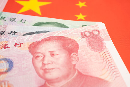 China yuan banknote money with flag, investment economy business and banking.