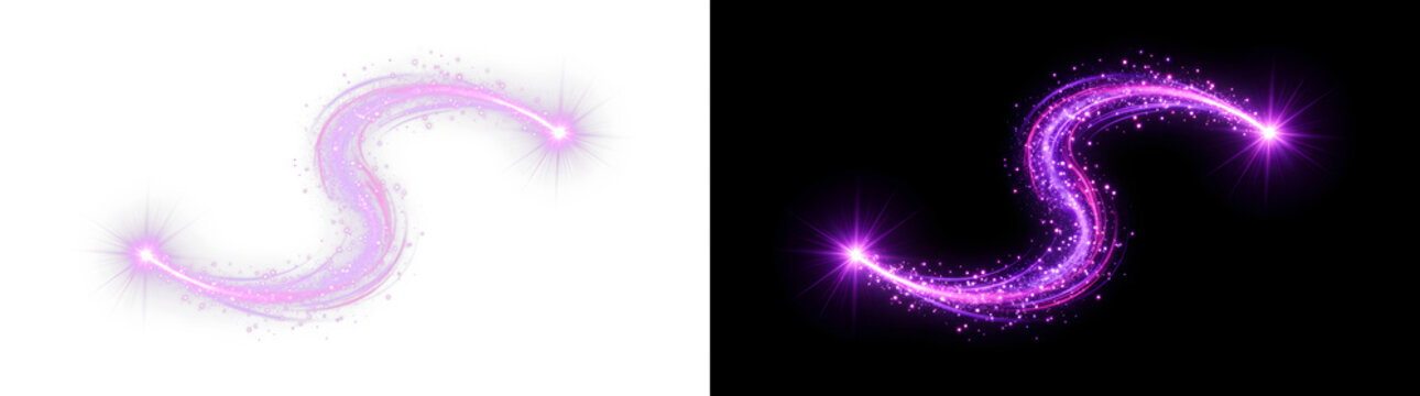 Abstract purple glowing swirl light effect with sparkles abstract particle radiance