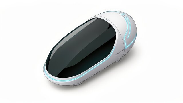 Isometric 3D icon of futuristic hyperbaric oxygen chamber capsule isolated