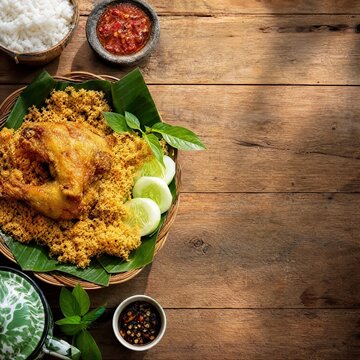 Crispy Fried Chicken Kremes with Rice and Sambal