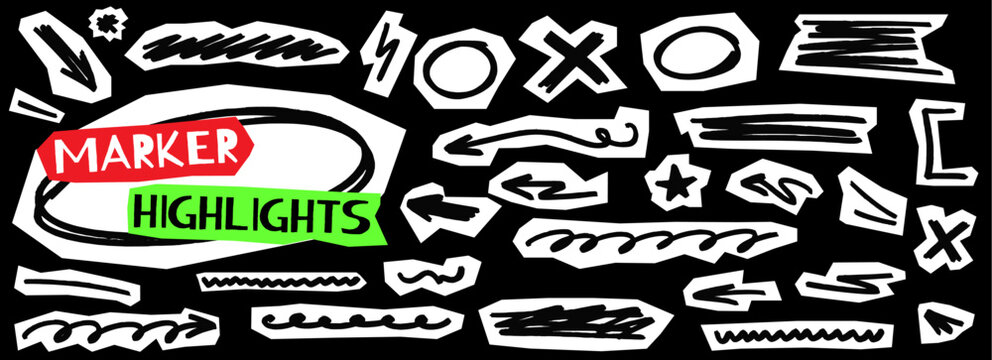 Marker highlight and brush pen doodles breathe life into a scrapbook page. Painted underlines, circles and arrows make each scrapbook marker highlight feel truly alive.