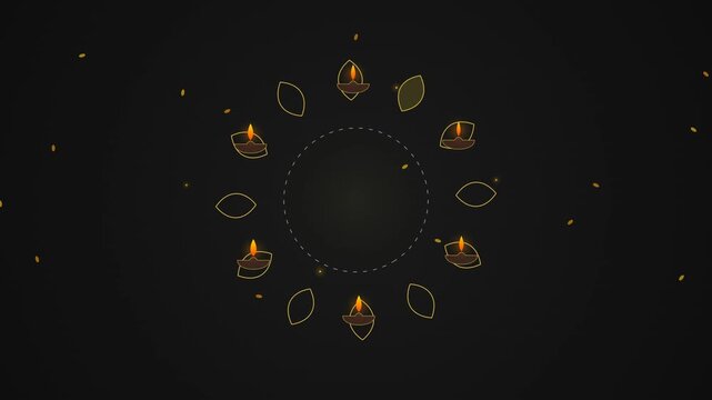 Diwali Festival diya oil lamps circular animation
