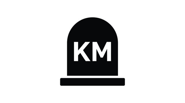 Kilometer marker road sign vector illustration featuring bold typography isolated on a simple white background
