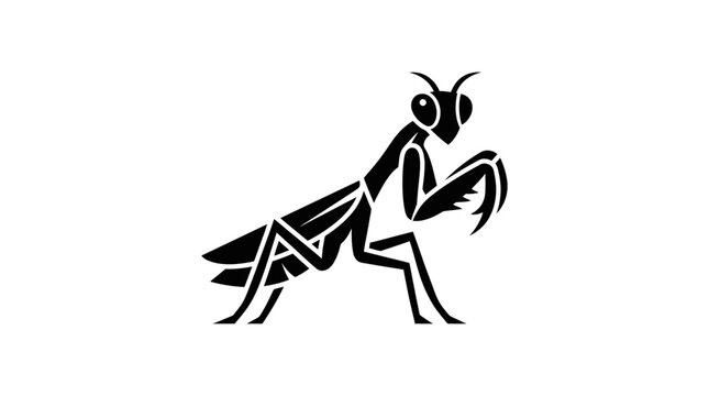 Black Silhouette of a Praying Mantis Insect.