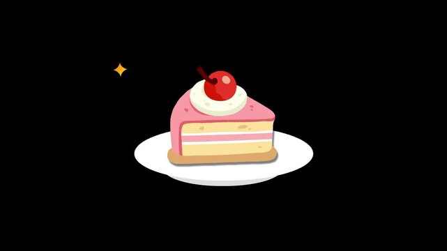 birthday cake with cherry animation