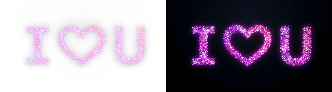 Glittering purple love heart text i heart you with typography valentines glamorous greeting