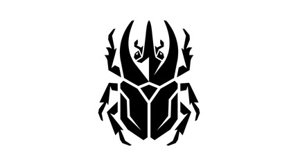 Stylized black rhinoceros beetle silhouette icon. © dimas