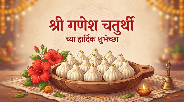 Indian Sweets Modak, Mava Modak Thali for Ganesh Chaturthi