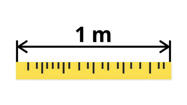 One meter distance indicator with measuring scale measurement distance dimension indicator precision isolated engineering technical standard mathematics development construction